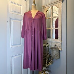 GAP Maroon Button-Down Shirt Dress CottageCore Minimalist Granola‎ Girl Size XL